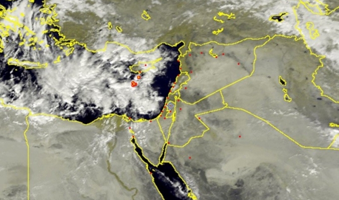 الأقمار الصناعية ظهر اليوم ترصد غيوم &quot;عمورية&quot; في حوض شرق المتوسط