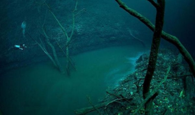 شاهد الصور ... ظاهرة غريبة جداً.. اكتشاف نهر تحت المياه بالمكسيك