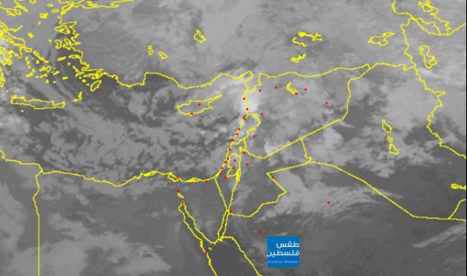 صور الأقمار الصناعية: السحب الركامية القادمة الى فلسطين تزداد روعةً وتألقاً وتميزاً