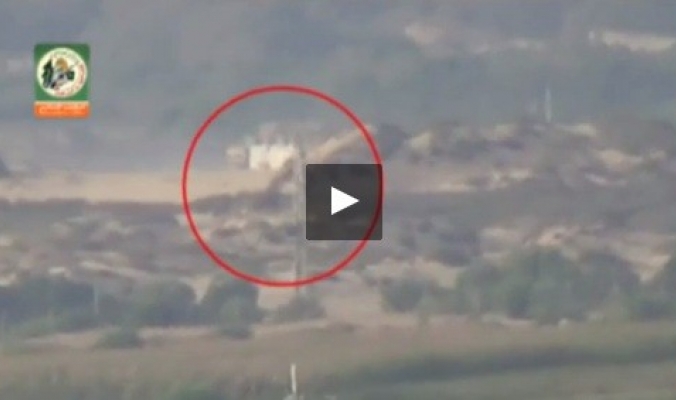بالفيديو ..تفجير دبابة &quot;إسرائيلية&quot; في قاعدة &quot;زيكيم&quot; شمال غزة