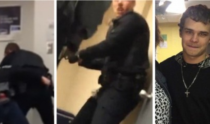 شرطي يصوّب مسدسه ويطلق رصاصة في وجه شاب داخل محكمة كندية بحضور والدته.. فيديو الحادثة انتشر بسرعة كبيرة